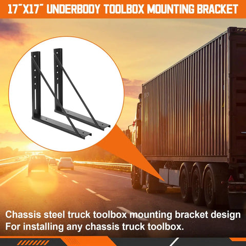 Set Of 2 Heavy Duty Underbody Truck Tool Box Mounting Brackets Kit 17 X 17 Inch Welded Steel Mounting Brackets on road
