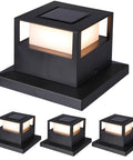4 Pack Solar Post Lights, 20 Lumen Warm White SMD LED Cap Lights for 4x4 5x5 6x6 Wood Posts, black ABS housing
