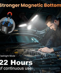 Mechanic using Your Go To Camping Light With Stand, Cordless LED Work Light, 2200 Lumens, black, magnetic base on car engine
