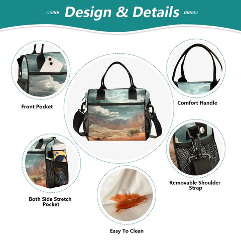 Design features of Desert Landscape Cloud Large Cooler Bag with Leakproof Insulated Lunch Tote for Women Portable Soft Cooler