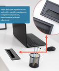 Rectangular Cable Grommet For Desk Wire Management Metal Hole Cover Aluminum Alloy Rust Proof Black 160mm By 80mm Total Size 160mm By 80mm Mounting Size 150mm By 70mm By 23mm Pack Of 2 installed in desk
