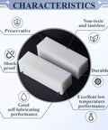 UHMW Solid Plastic Block, White Polyethylene, 7.9 x 2.4 x 2.4 Inches, image showing key characteristics and uses