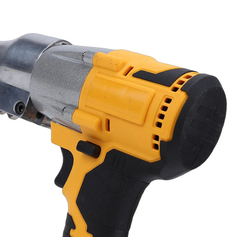 Heavy Duty Electric Metal Shears With Variable Speed Control And 360 Degree Rotating Head handle with grip and control buttons.