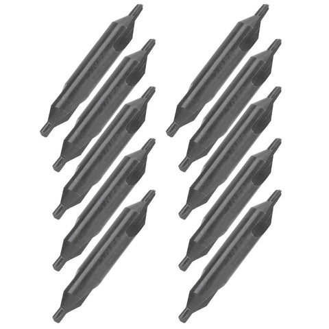 Saluaqui 10 Piece HSS Center Drill Bit Set For Lathe And Milling Machines High Speed Steel precision ground bits arranged.
