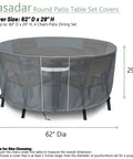 Beefy 600D Round Outdoor Furniture Cover Waterproof For Patio Table And Chairs Set, 62 Inch Diameter By 29 Inch Height, fits 60 inch