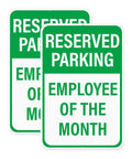 12 By 18 Inches Employee Of The Month Parking Signs 2 Pack Reflective Aluminum Waterproof Fade Resistant Heavy Duty Outdoor Reserved Parking Signage With UV Protected Finish, green sign set