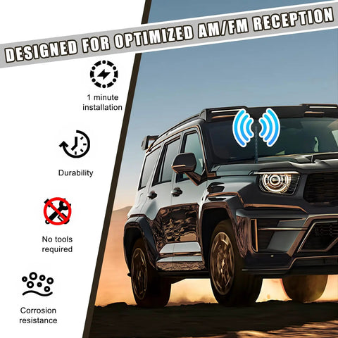Flexible 7 Inch PVC Car Antenna Mast Replacement on SUV, highlighting waterproof spiral design for optimized AM/FM signal and style.