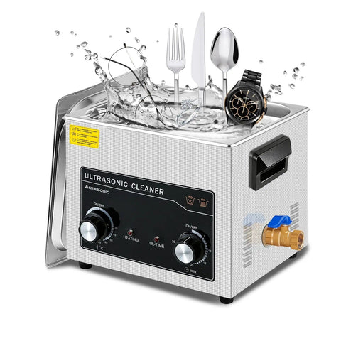 Pro Grade Ultrasonic Cleaner 15L With Knob And Timer, 6 Transducers Deliver 360W Ultrasonic Power cleaning utensils and watch