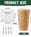 4 Piece Beefy Heavy Duty Load Bearing Round Cylinder Wooden Cabinet Legs Set With Mounting Plates And Screws, 3.15 Inch Height