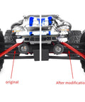 Hard Steel CVD Drive Shafts Set For One Sixteenth TRX E Revo Summit RC showing before and after front axle modification
