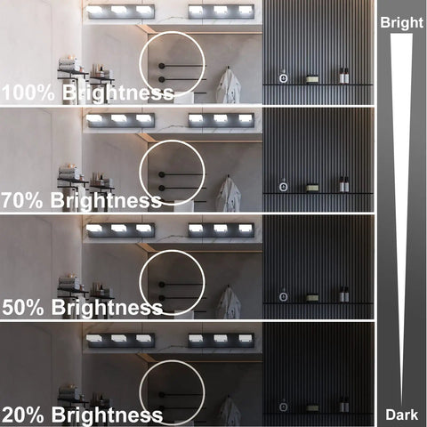 Dope Modern LED Vanity Light With 180 Degree Up Down Angles And 360 Degree Swivel, brightness settings display, matte black wall mount