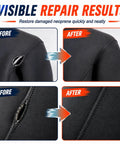 Visible results of 120 Gram Flexible Wetsuit Repair Adhesive Wader Patch Kit to plug holes and mend tears in neoprene.