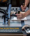 Rail Coping Sled Kit For Clean, Precise Woodworking Joints Featuring A 3/8 Inch Radius Roundover Router Bit in use