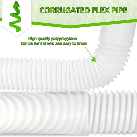 Close-up of Flexible Downspout Extender For Rain Gutters Extendable From 21 To 60 Inches White 1 Pack Yard Saver Prevents Flooding Erosion Fits 2X3 In And 3X4 In Downspouts highlighting corrugated polypropylene material.
