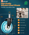Universal 3-Inch Heavy-Duty Chair Casters With Precision Ball Bearings For All Floor Surfaces, Noise-Free Replacement Wheels