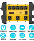 Heavy Duty Surge Protector Power Strip With 8 Outlets And 2 USB Ports, Metal Industrial Housing, 15A Circuit Breaker, 6ft Cord, 1350 Joules
