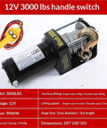 Heavy Duty 3000 Lbs Electric Winch Hoist For Off Road Recovery And Workshop Use 12V 24V Power On Board Crane with handle switch and steel cable.