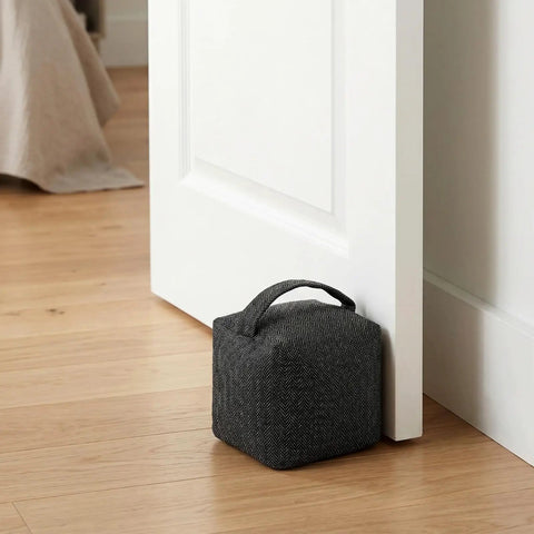 Heavy Duty Weighted Door Stopper With 4.4 Lb Internal Weight Keeps Interior Doors Stable Against Drafts Slams And Bumps From Kids And Pets 6.3 Inch Square Base Delivers Quiet Reliable Support under door.