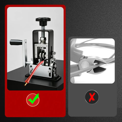 Ultimate Two-Mode Electric Wire Stripper For Quick And Efficient Cable Processing shown in use, demonstrating hand crank mechanism on wire.
