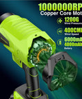 Cordless Leaf Blower With Battery And Charger 1,000,000 RPM Turbo Motor Beast Power Ultra Lightweight Handheld Blower Green