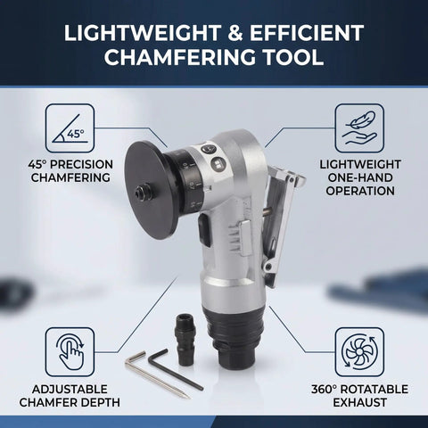 Lightweight 45 Degree Manual Chamfering Tool For Metal Tubes And Edges Mini Portable Handheld Pneumatic Chamferer displayed with features