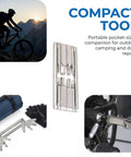Eight In One Bike Multitool With Hex Keys 2mm 3mm 4mm 5mm 6mm Torx T25 And Phillips Screwdriver shown with camping gear