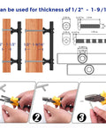 Diagrams showing installation of Dope 30 Pack 6 Inch Matte Black Cabinet Pulls With Round Base For Kitchen Cabinets And Cupboards.