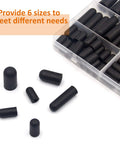 Get Your Ride Runnin Smooth With This 60-Piece Rubber Vacuum Caps Assortment Kit For Carburetors And Manifolds Featuring Versatile 3/16 5/32 7/32 1/4 5/16 And 3/8 Sizes Designed To Stop Leaks Fast And Keep It Fresh. Black rubber vacuum caps in 6 sizes in a storage box