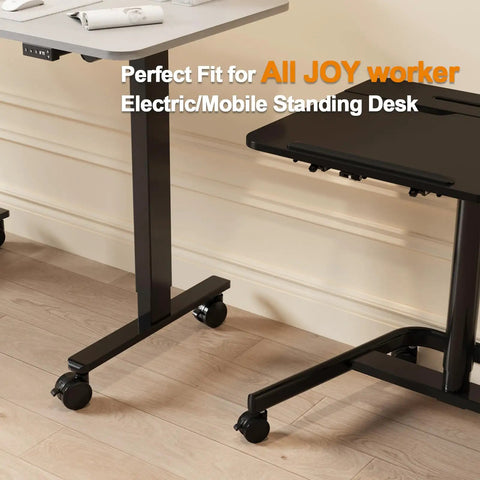 Top Shelf Black 2.5 Inch Locking Swivel Caster Wheels Set Of 4 With M8 Threaded Stem Mount And Dual Nuts on mobile standing desk