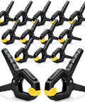Heavy Duty 14 Pack Spring Clamps 3 5 Inch Plastic Clips in black and yellow for woodworking and crafts.