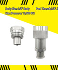 3/8 Inch NPT Hydraulic Quick Connect And Disconnect Coupler Set Workhorse Grade With 3/8 Inch Body Replacement For Parker 3000 Series C-604 Heavy Duty Carbon Steel Male And Female Couplings 10,000 PSI, front view