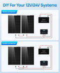 Ultra-Efficient 100 Watt Monocrystalline Solar Panels in a 2-Pack Set for 12V and 24V Battery Systems with wiring connections