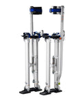 Adjustable Drywall Stilts for Painting and Cleaning, 24 to 40 Inches, lightweight aluminum, dual spring action, side view.