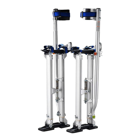 Adjustable Drywall Stilts for Painting and Cleaning, 24 to 40 Inches, lightweight aluminum, dual spring action, side view.