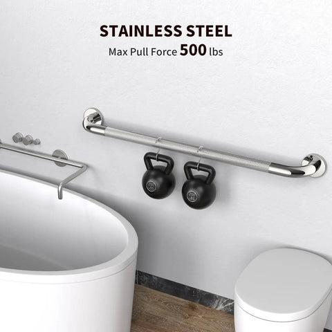 2 Pack 32 Inch Anti Slip Shower Grab Bar Handles Knurled Stainless Steel Safety Hand Rails Chrome Finish 1.25 Inch Diameter