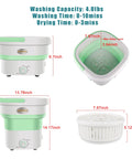 Tiny But Mighty Foldable Portable Washing Machine With Drainage Basket For Drying 4.0 To 4.5 Lb Load Capacity Two Way Rotation Cleaning 135W Power Ideal For Dorm Apartment RV And Camp Perfect For Lightweight Delicates size chart and features