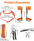 Tree Climbing Spikes With Pro Arborist Gear Kit Including 10m Nylon Rope, Safety Belt, Scissors And Saws, Leather Protective Gear