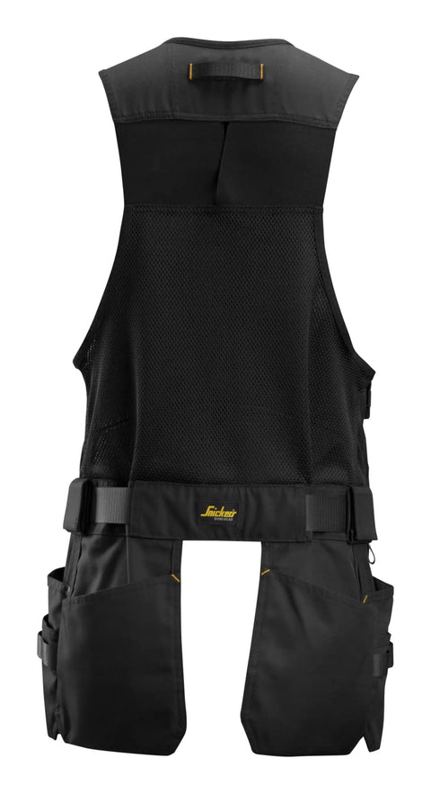 Back view of Allround Work Tool Vest For Men With Tons Of Pockets, Built Tough Utility Vest With Adjustable Side Fit, Black XXL