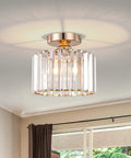 Semi Flush Mount Crystal Chandelier Gold Finish Ceiling Light Fixture For Living Room Bedroom Hallway Bathroom Kitchen Entryway Small Close To Ceiling Dope Chic Decor