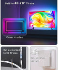 LED Backlight Kit for 40 to 75 Inch TVs With Power Supply and Remote; RGB color glow and safety power support