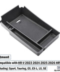 Center Console Organizer Tray For Honda HR-V 2023-2026 ABS Armrest Storage Box With Coin Holder, Black, Single Tray