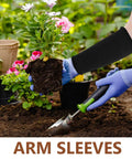 Heavy Duty Cut Resistant Arm Sleeves In Slick Black With Snug Adjustable Comfort And Tough Hppe Armor Tailored For Mechanics Welders And Yard Pros Keeping Their Arms Covered During The Daily Hustle used in gardening.