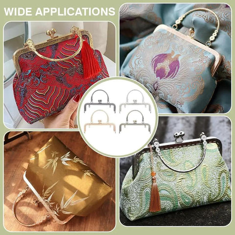 4 Colors Purse Clasp Frame With Handle Five Point Nine Inch Metal Kiss Lock Clasp Bag Clutch Frames, multiple examples