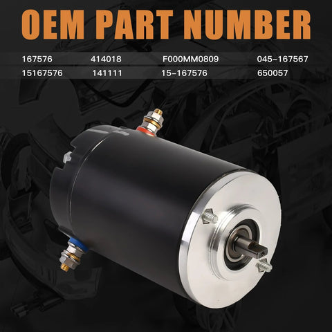 Seaforie 12V RV hydraulic pump motor with Lippert compatibility; black cylinder, silver front flange.