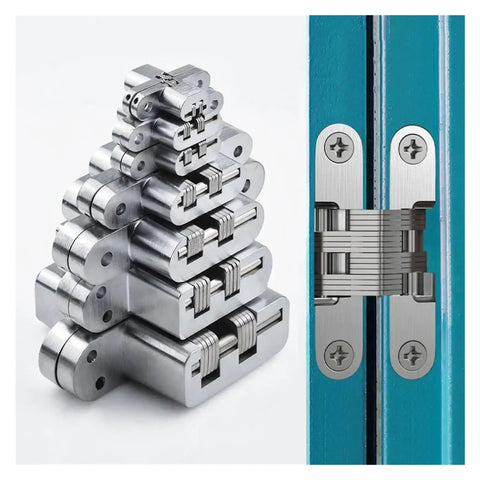 Stacked 2 Pack Hidden Gate Hinges Stainless Steel Concealed Barrel Invisible Hinge For Wooden Boxes And Gates, 180 Degree Folding, Heavy Duty