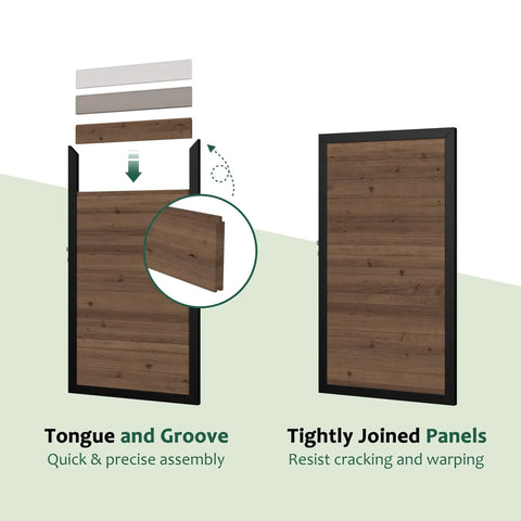6 Ft By 3 Ft Cedar Wood Fence Gate Kit With Aluminum Frame Privacy Gate Board On Board assembly illustration