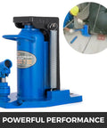 Heavy Duty Air Hydraulic Toe Lift Jack built for zero hassle lifting, showing blue 10 ton capacity jack with spring.