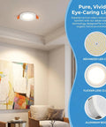 Ultra-Thin 2in Recessed Lighting Kit Panel Lights For Ceiling Installation in a cozy living room with modern artwork.