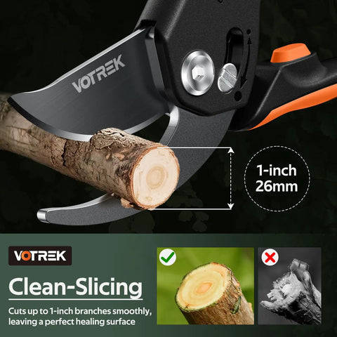 Pruning Shears With Stepless Adjustable Handle For Any Hand Size Beast Mode Garden Clippers cutting 1-inch branch cleanly