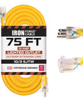 Tough As Nails Heavy Duty Outdoor Extension Cord 75 Ft 10 Gauge 15 Amp Yellow SJTW Weatherproof 3 Prong Power Cable